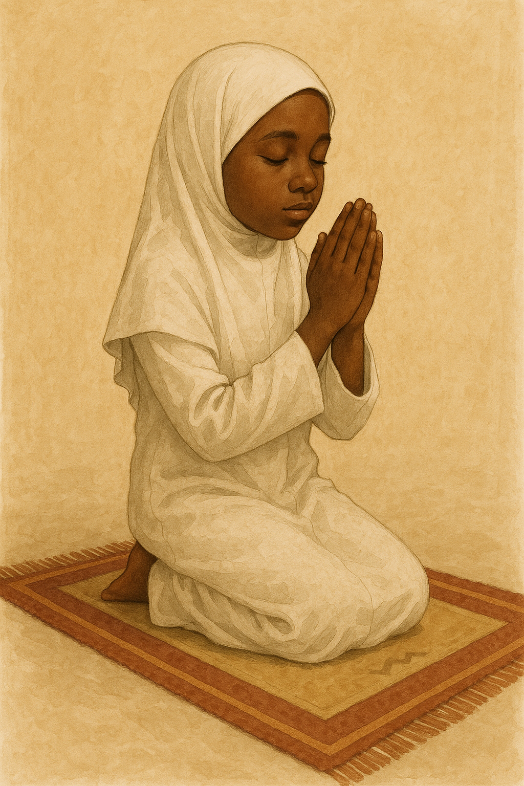 Child praying on a mat